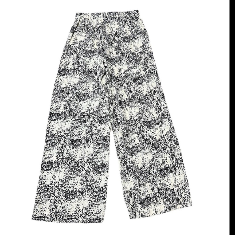 Alythea Pants Size Medium Wide Leg Palazzo  Black White Print Resort Wear NWT